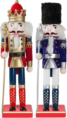Produktbild von 2 Stk Nussknacker Figuren 30 cm, Holz, für Weihnachten Tischdekoration