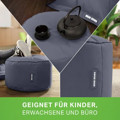 Produktbild von Green Bean® Sitzsack-Hocker "Stay" 45x25cm mit EPS-Perlen Füllung - Fußhocker Sitz-Pouf für Sitzsäcke - Fußablage Sitzkissen Sitzhocker Stahlgrau