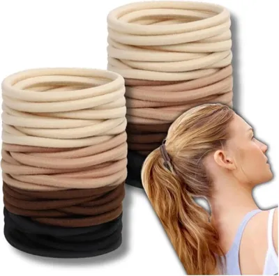 Immagine prodotto di Set di 50 elastici per capelli lisci marroni e neri