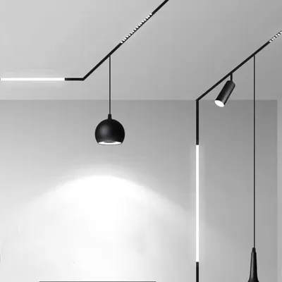 Image de Luminaire Suspendu Rond pour Rail Magnétique 48V 10W Noir - Blanc Neutre 4000K - 5500K