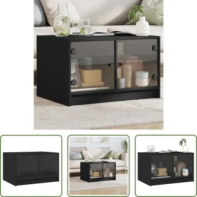 Obrázek produktu pro The Living Store Konferenční stolek se skleněnými dvířky černý 68x50x42 cm
