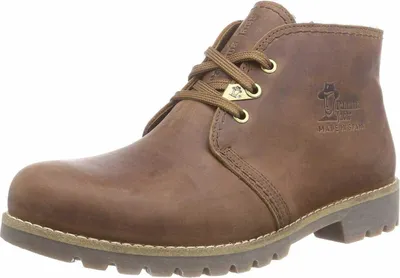 A single brown leather boot is shown against a white background.