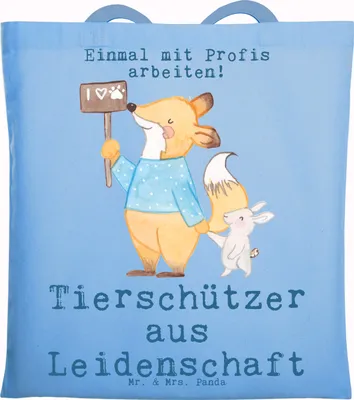 Produktbild von Mr. & Mrs. Panda Shopping Tasche Tierschützer Leidenschaft - Sky Blue - Geschenk, Laptoptasche, Stoffbeutel, Tote Bag, Beutel, Schultasche