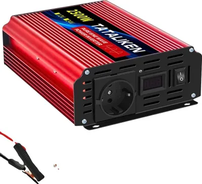 Zdjęcie produktu dla Falownik, DC 12 V na AC 220 V, wtyczka europejska, 12 V 2500 W 220 V LED