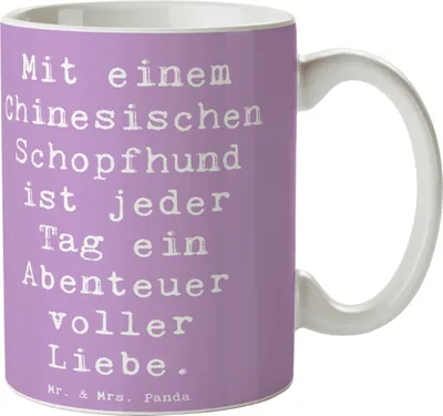 Produktbild von Mr. & Mrs. Panda Tasse Spruch Chinesischer Schopfhund Abenteuer - Lavendeltraum - Geschenk, Teetasse, einzigartige Hunderasse, schöne, Loyalität, Hunderassen Beschreibung