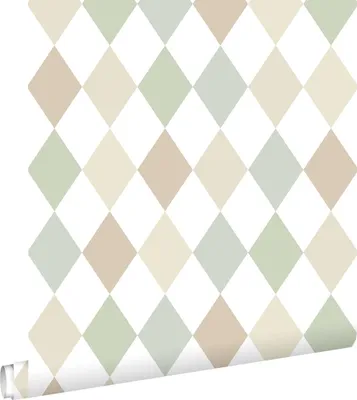 Immagine prodotto di ESTAhome carta da parati rombo beige, blu e verde 50 x 900 cm