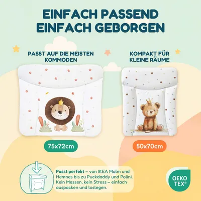 Produktbild von Ceba Baby® weiche Wickelauflage 50x70 cm - Baby Wickelunterlage - Wickeltischauflage für Junge und Mädchen - Wasserdicht, abwaschbar - ® Standard 100 - EU - Schlafhase