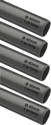 Produktbild von 5 Stück PVC Rohr 1m lang = 5m, Ø40mm außen in grau als Wasserrohr, Abwasser-Rohr in der Bau- und Sanitärinstallation