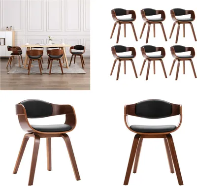 Image de vidaXL Chaises de salle à manger 6 pcs. Bois courbé et cuir synthétique - Chaise de salle à manger - Chaise de cuisine - Chaise de cuisine