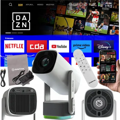 Produktbild von Led Projektor Smart Tv Mit 6000Mah Akku, Drehbar, Hdmi, Android 11