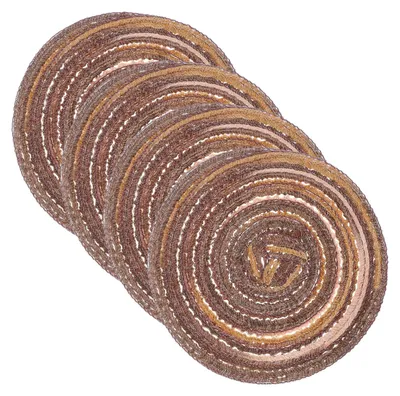 4 runde gewebte Platzsets, geflochten, waschbar, 11 cm, Polyester