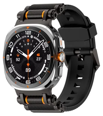 Image de Pour Samsung Galaxy Watch Ultra 2 2025 / Watch Ultra 47mm Silicone bande de métal noir