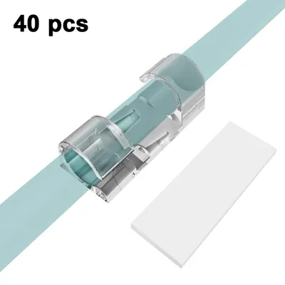 Produktbild von 40 Stück Kabelclips, Kabelhalter mit Klebstoff Gesicherte Unterlage, Kabelklemme Set für Schreibtisch, Netzkabel, USB Ladekabel, Ladegeräte und Audiokabel(Transparent)