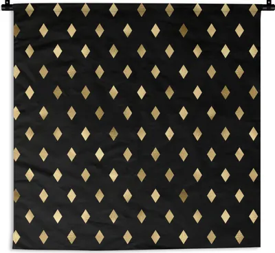Produktbild von MuchoWow® Wandteppich Wandbehang Muster - Gold - Kariert 150x150 cm Tapisserie Dekoration Wandtuch - Wohnaccessoires - Modernes