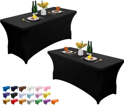 Produktbild von 2er Pack Stretch Elasthan Tischdecke 6FT für Feier und Bankett