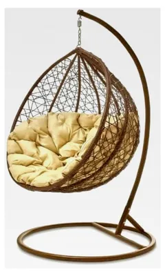 Produktbild von Hängesessel aus Polyrattan mit Gestell und Kissen für den Außenbereich