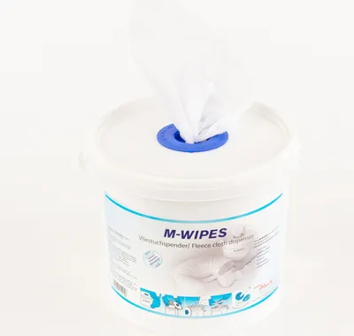 Immagine prodotto di Secchio dispenser Sovie Care con salviette detergenti in tessuto non tessuto in rotolo, M-Wipes in bianco, 17x25 cm - 1 pezzo