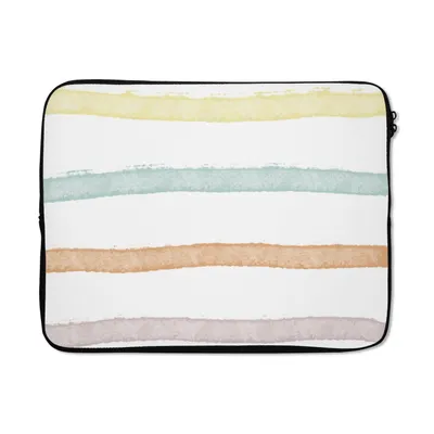 Produktbild von MuchoWow® Laptop Hülle 17 Zoll Laptoptasche Linie - Pastell - Regenbogen - Muster - Zipper - Schutzabdeckung