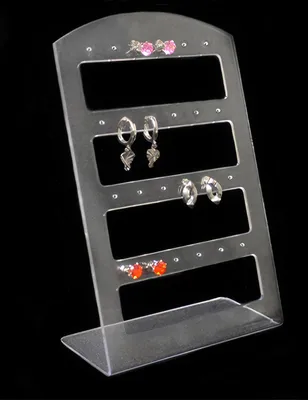 Produktbild von 3 stück Schmuckständer Ohrsteckerdisplay Ohrringhalter Ohrringständer für 24 Ohrringe transparent O-W24