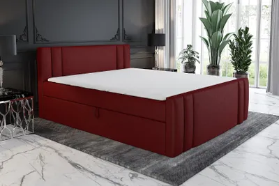 Produktbild von Boxspringbett ALF 120 x 200 mit 2 Bettkästen, Bonell-Matratze und Topper. Farbe: Rot