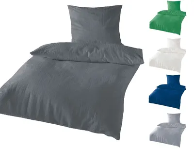 Produktbild von Bierbaum Uni Seersucker Bettwäsche 240x220cm Einfarbig Weiß Anthrazit Blau Grün Grau, Farbe:Anthrazit
