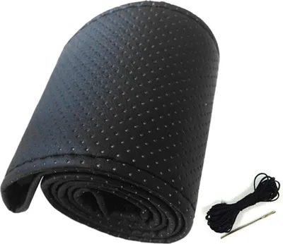 Produktbild von Universal Car Lenkradabdeckung Handnähung perforiertes Mikrofaserleder für 38 cm Durchmesser Schwarz