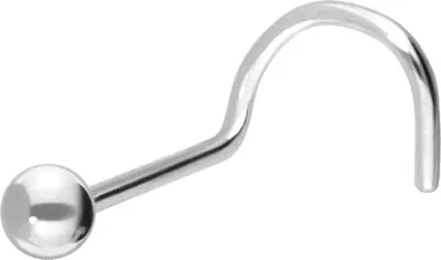 Produktbild von Nasenpiercing, Nasenstecker 14/18 Karat Gold Nasenstecker Spirale KUGEL WeißGold Kugelgröße: 2,5mm