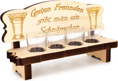Produktbild von 4er Zirben Schnapsbank Guten Freunden