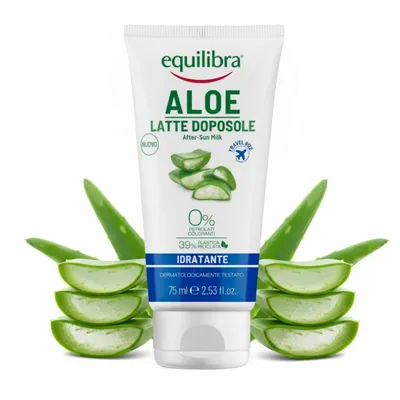 Produktbild von Equilibra Aloe After Sun Lotion 75 ml Beruhigende After Sun Pflege für Gesicht und Körper mit Aloe Vera Feuchtigkeitspflege nach dem Sonnenbaden