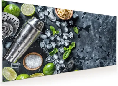 Produktbild von Küchenrückwand Spritzschutz Glas mit Motiv Cocktail Zutaten 40 x 40 cm