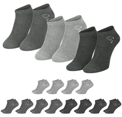 Produktbild von 12 Paar Sneaker Socken für Damen & Herren - Kurze Halbsocken aus Baumwolle - Atmungsaktiv & Bequem - Sportsocken & Laufsocken Anthrazit/Grau/Hellgrau-43/46