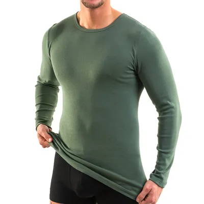 Produktbild von HERMKO 3640 Herren langarm Shirt aus 100% Baumwolle, long-sleeved underwear for men Männer Unterhemd mit langen Armen, Größe:D 7 = EU XL, Farbe:tanne