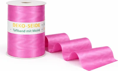 Produktbild von Dekoband Dekoseide Taft mit Moire Tischband 100mm 10m Hochzeit Feier Schleife pink