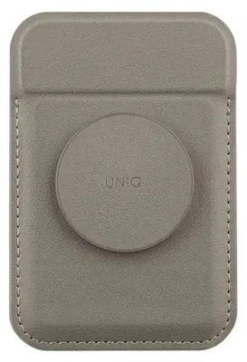 Productafbeelding van Uniq Flixa Magnetische portemonnee voor kaarten met standaard, grijs/flintgrijs, MagSafe
