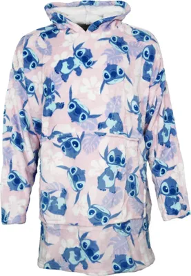 Produktbild von Disney Stitch Kuschelponcho Damen Kuscheldecke mit Ärmeln Kapuze Tasche S-L