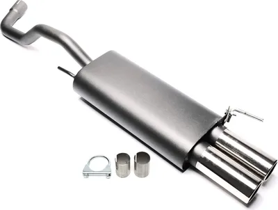 Produktbild von Sportauspuff 2x76mm rund gebördelt mit ABE für VW Polo 6N inkl Facelift
