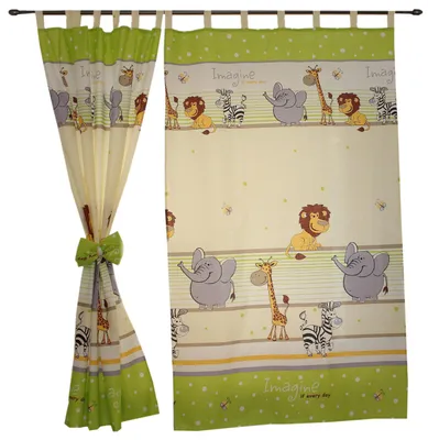 Productafbeelding van TupTam kinderkamer gordijnen, babygordijnen met strikken, set van 2, kleur: Imagine groen, afmetingen: ongeveer 155x95 cm