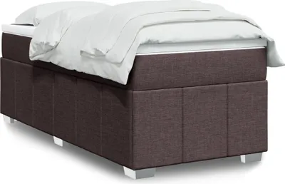 Produktbild von Schlichtes Bettgestell - CLORIS - Boxspringbett mit Matratze Dunkelbraun 90x200 cm Stoff - Klassische Betten Design 2024 5615