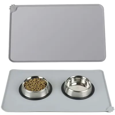 Produktbild von Hunde-Napfunterlagen, 2 Stücke Hund Katze Fütterungsmatte, 48*30cm Napfunterlage Silikon, Anti-Rutsch-Tiernapf Matte,Haustier Fütterung Matte