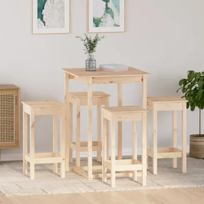 Produktbild von The Living Store 5-tlg. Bar-Set Massivholz Kiefer