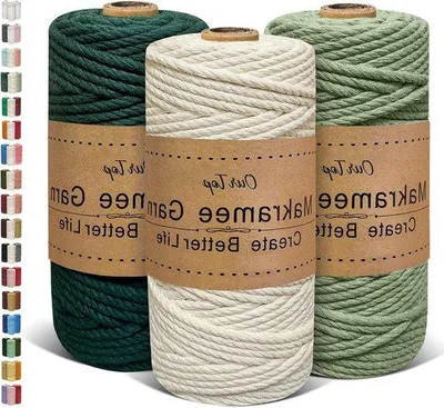 Immagine prodotto di Set di filati per macramè 4 mm x 55 m, colori naturali, per decorazioni e portavasi