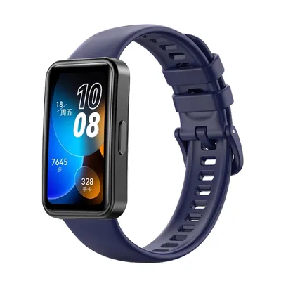 Productafbeelding van 16mm siliconen horlogeband voor Huawei Band 8, kleur: donkerblauw