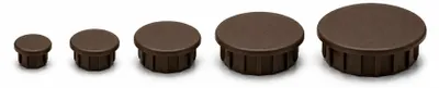 Immagine prodotto di Tappi di chiusura LogistSystem per fori di Ø 17 mm - Marrone RAL 8028 | 100 pezzi | Tappi ciechi in PE | Diametro testa Ø 20 mm | Codice: ZDO.17