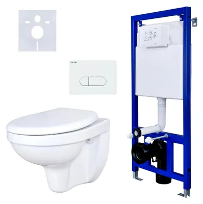 Produktbild von Wandhängendes WC mit Spülkasten, Vorwandelement, Schallschutz und Betätigungsplatte Komplett-Set