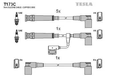 Produktbild von TESLA T173C Zündkabelsatz Zündleitungssatz für BMW 5 Limousine (E34) 7 (E32) 5 Limousine (E28)