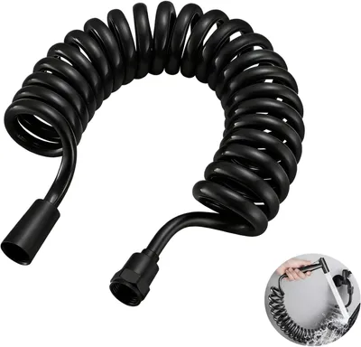Productafbeelding van Doucheslang met veer - Zwart - 300 cm - Flexibele telescopische slang voor bidet - Flexibele doucheslang - Douche en sproeier