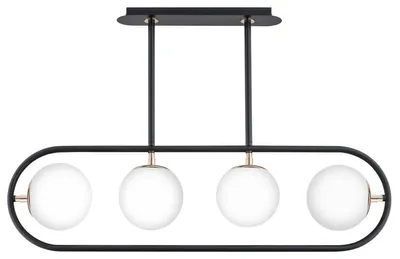 Obrázek produktu pro Závěsné svítidlo SARAN černé, bílé a zlaté, 4xE14x10W, kov, rozměry: 53x80x15 cm, IP20, Alfa