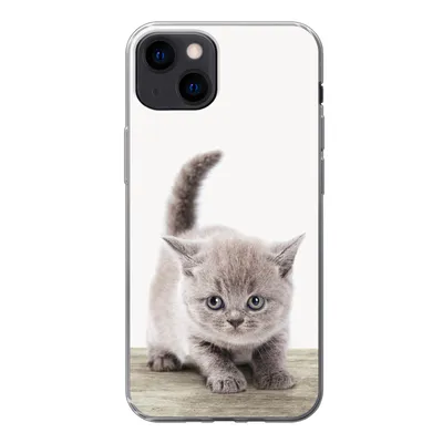 Produktbild von MuchoWow® Handyhülle Schutzhülle Hülle für iPhone 13 Kätzchen - Katze - Haustiere - Jungen - Kinder - Mädchen Silikon Softcase Handy Hülle - Karteninhaber