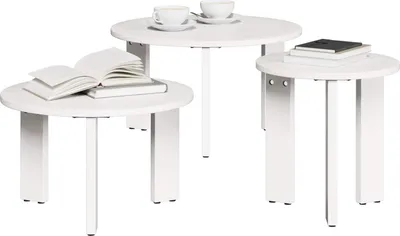 Immagine prodotto di vidaXL Tavolino 3 pezzi Bianco in legno di pino massiccio