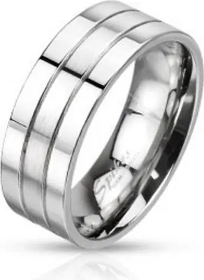 Immagine prodotto di 54 (17,2) Anello a tre file in acciaio inossidabile argento unisex